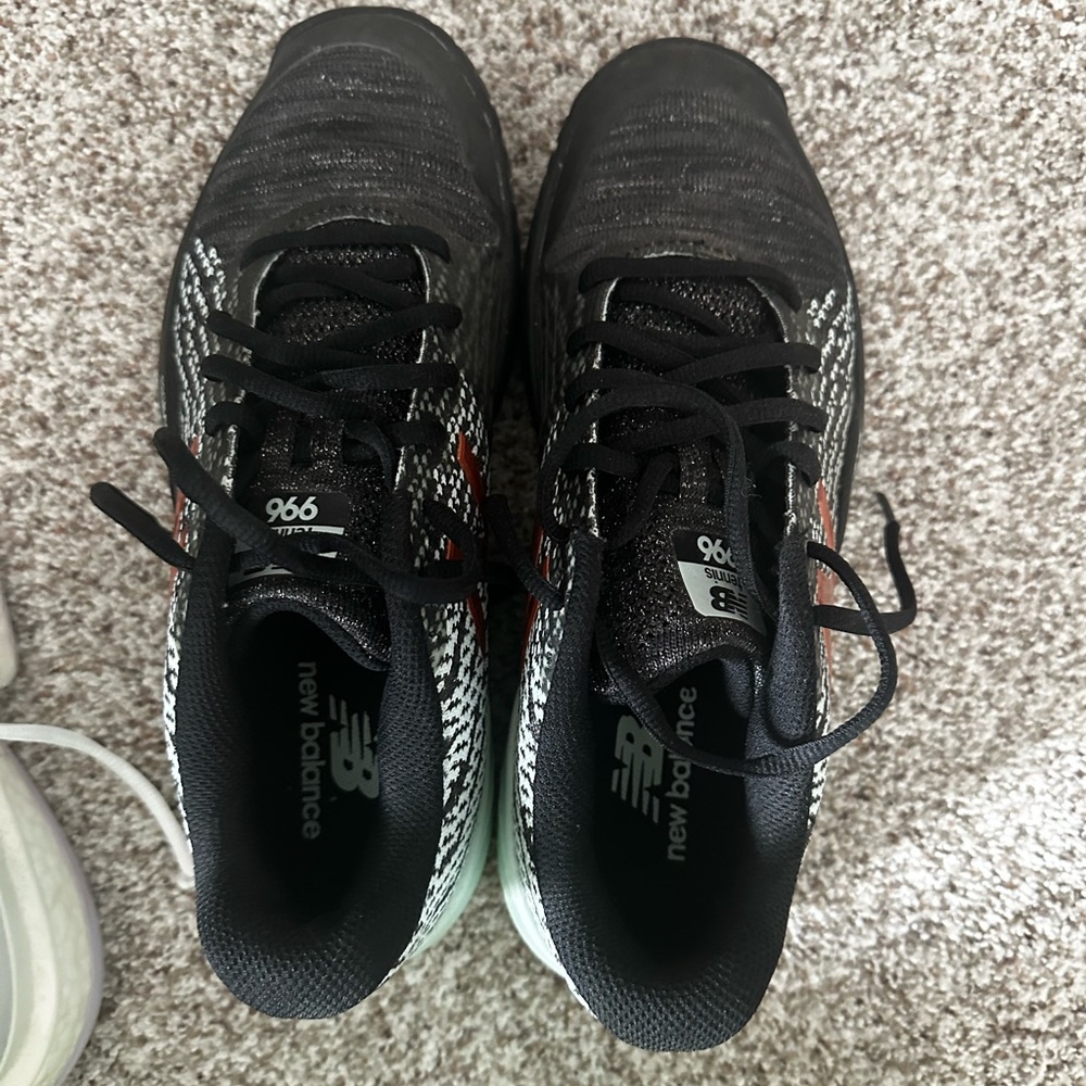 New Balance Black, White, and Seafoam Athletic Shoes